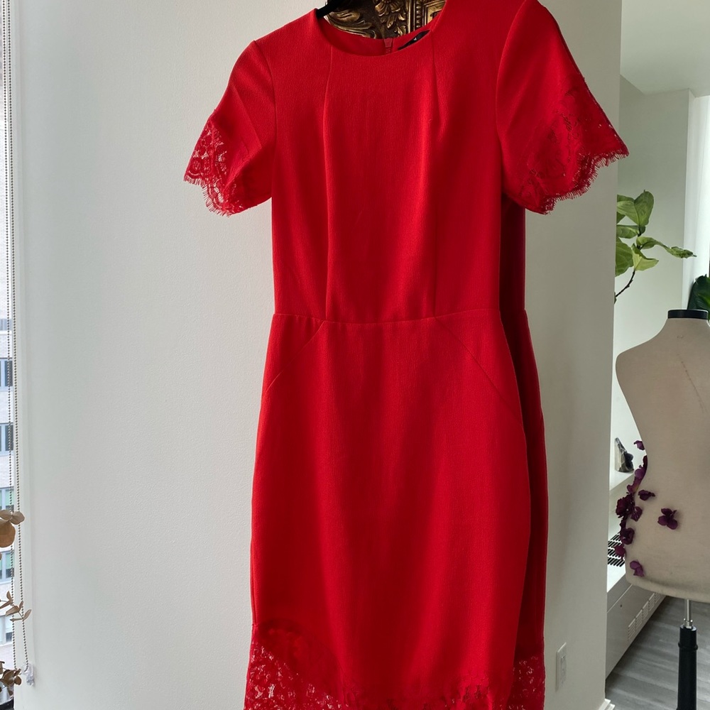 Red dress with lace detail